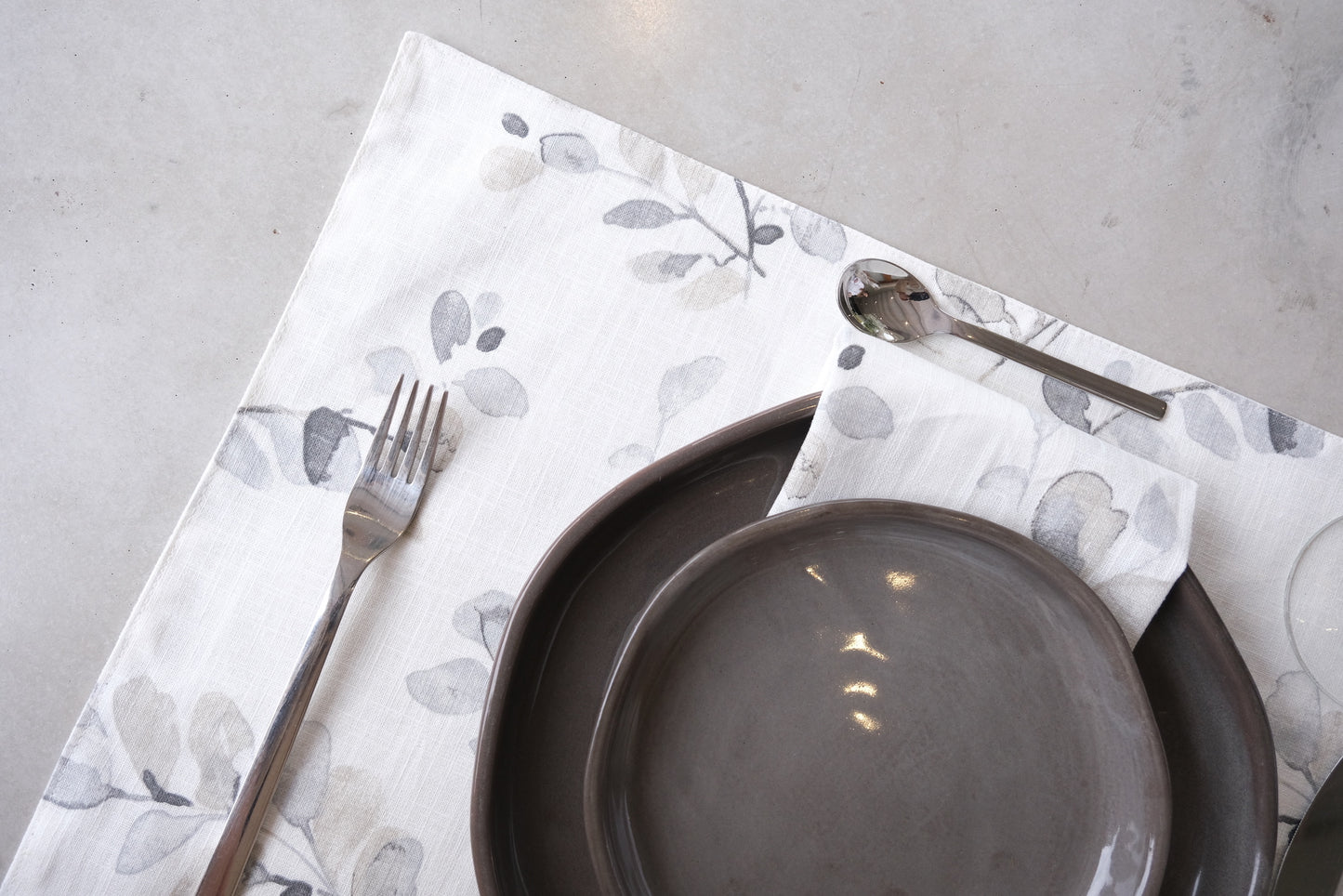 Servilleta - Hojitas (Gris)