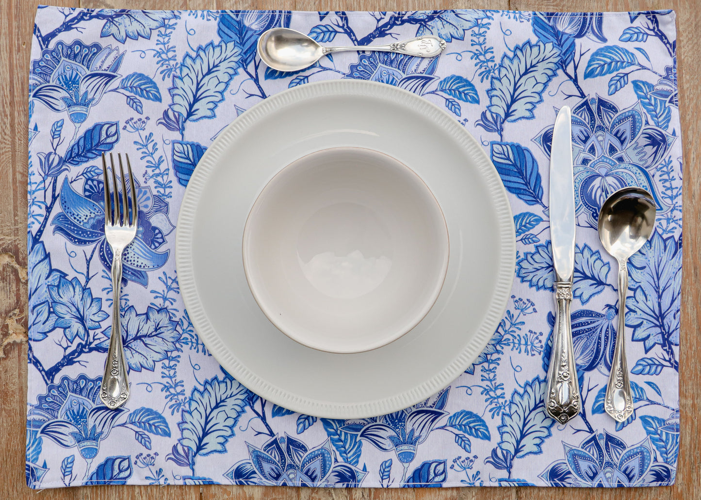 Mantel Individual - Flor de Lys (Azul)