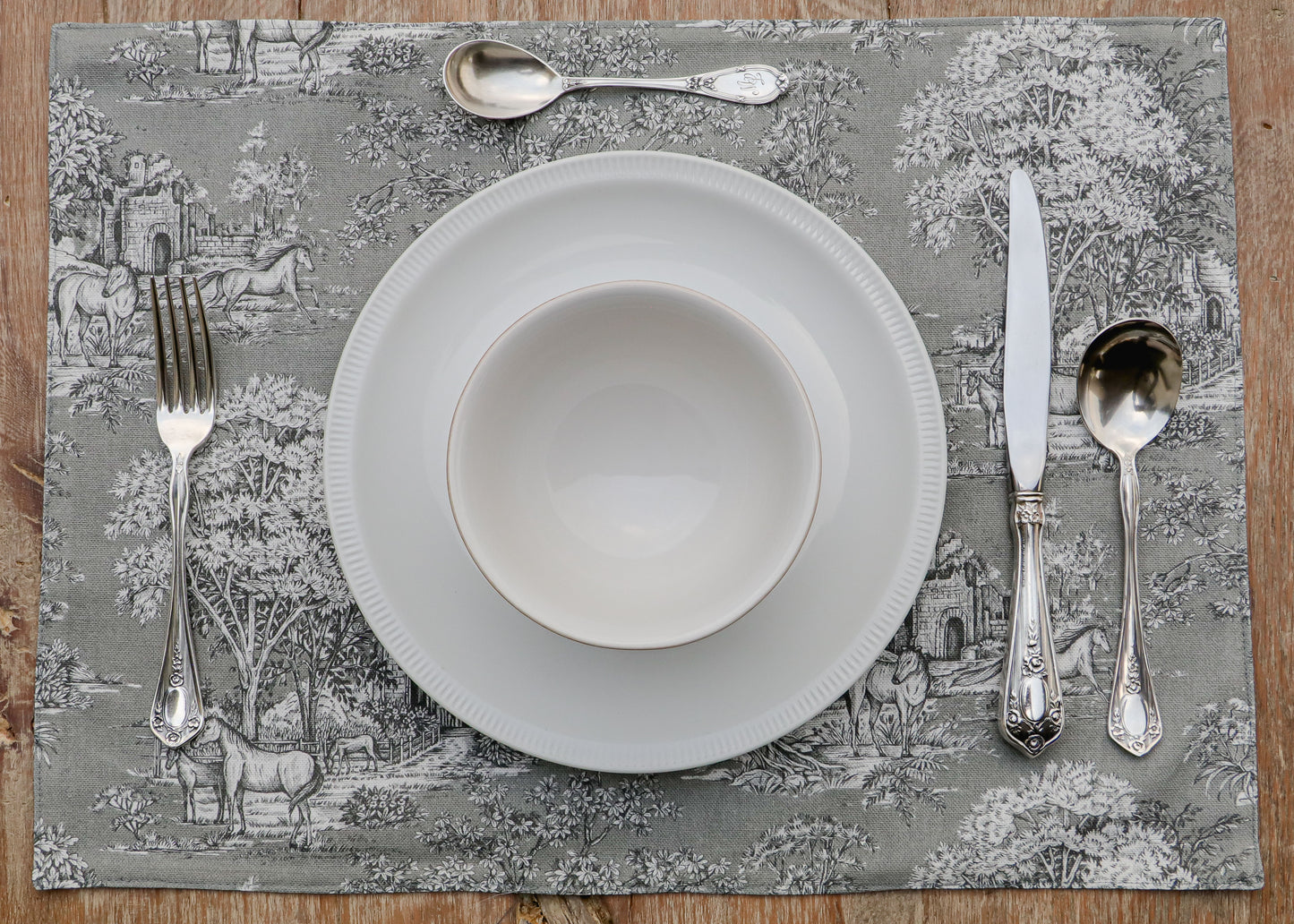 Mantel Individual - Toile de Jouy (Gris)