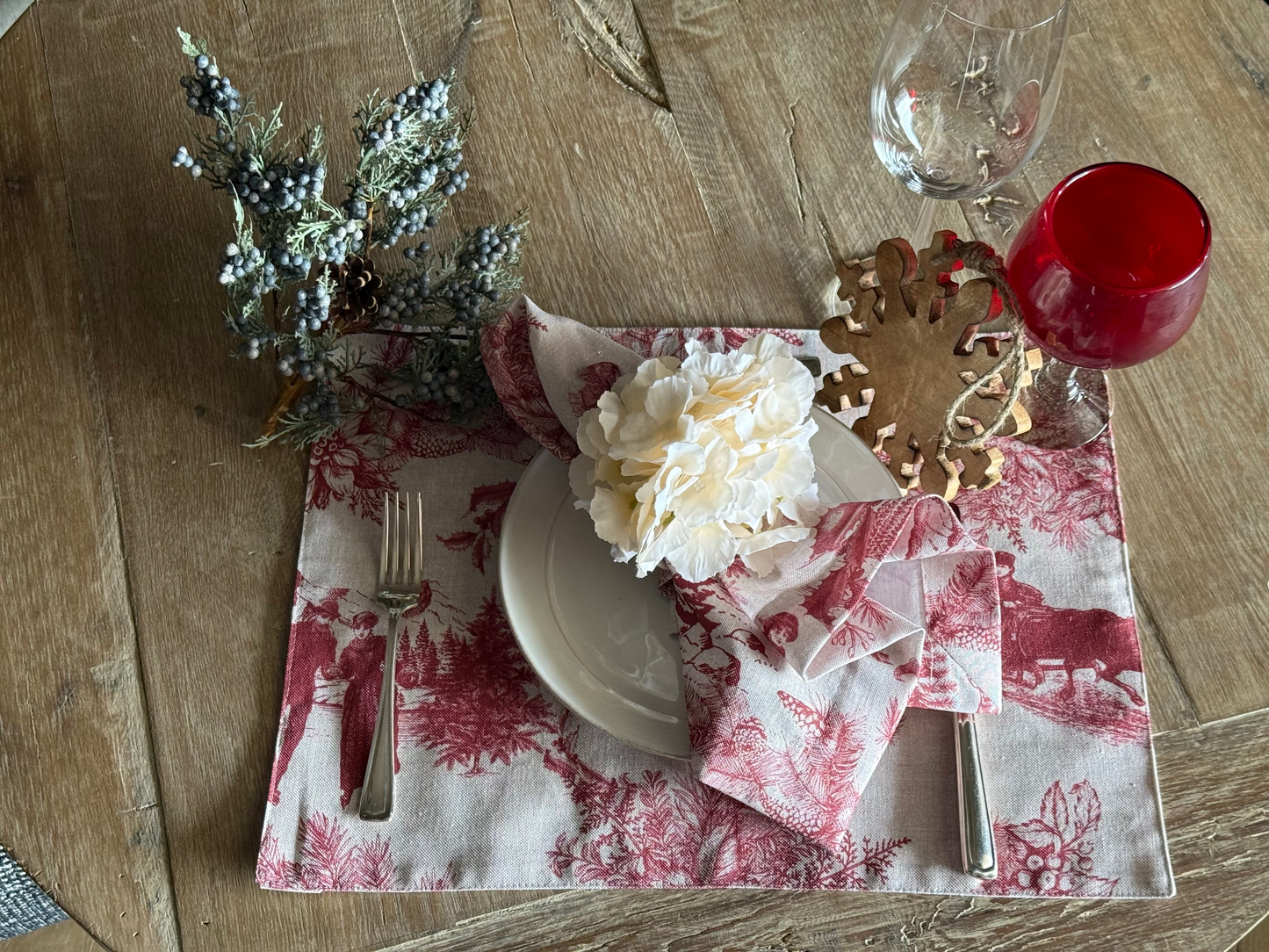 Individual Toile de Jouy Navideño