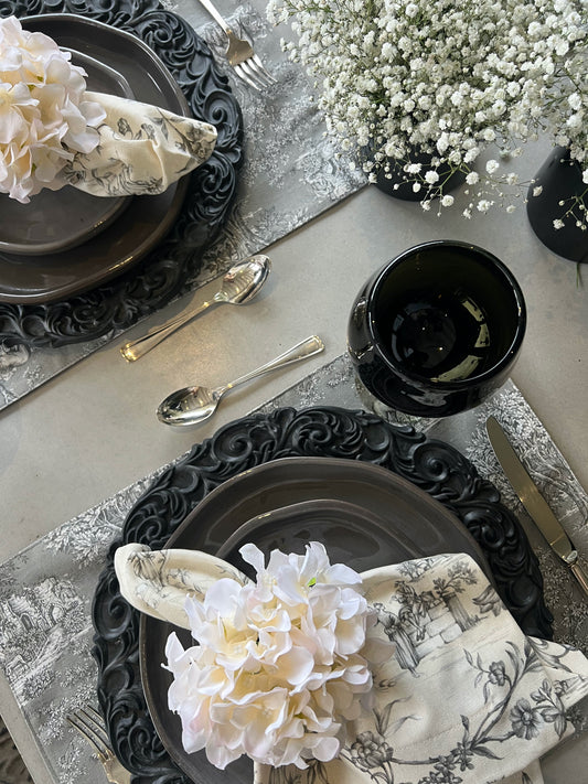 Mantel Individual - Toile de Jouy (Gris)