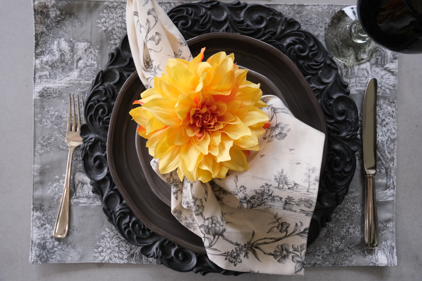 Servilleta Toile de Jouy (Gris)