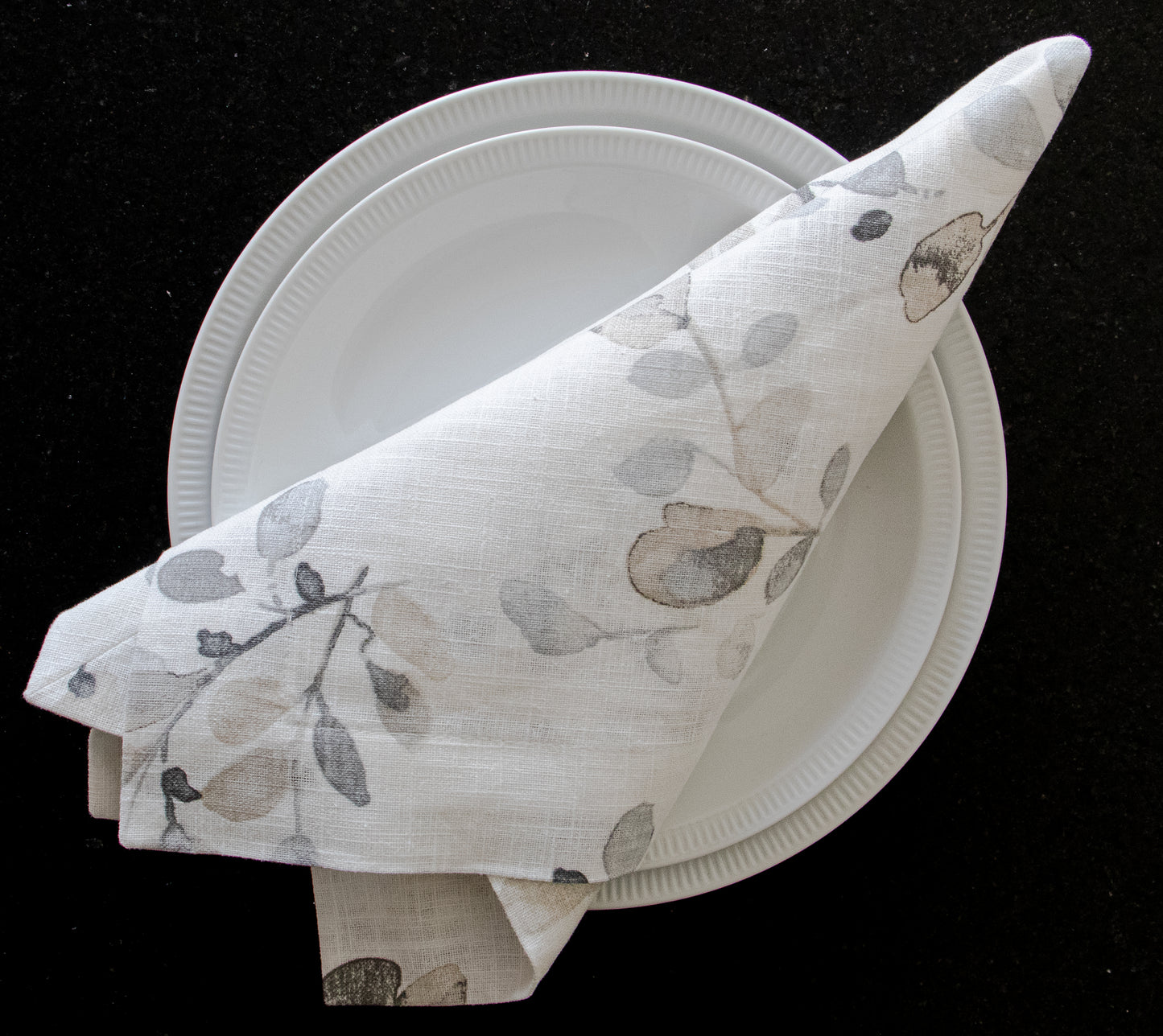 Servilleta - Hojitas (Gris)