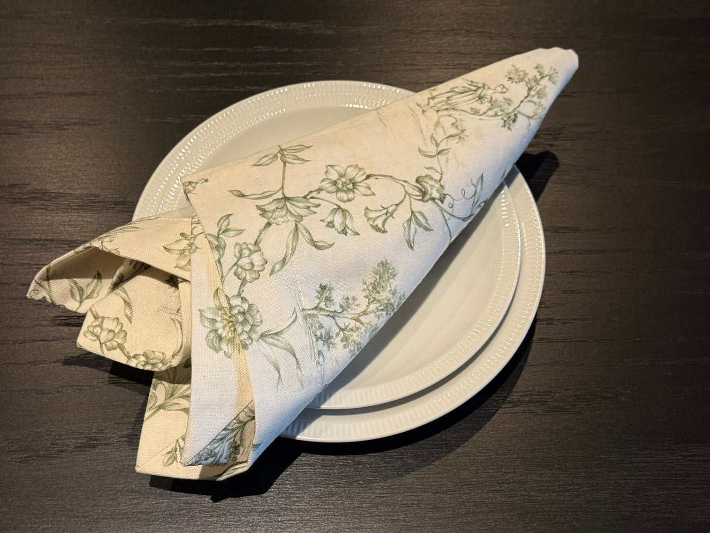 Servilleta Toile de Jouy  (beige y verde)