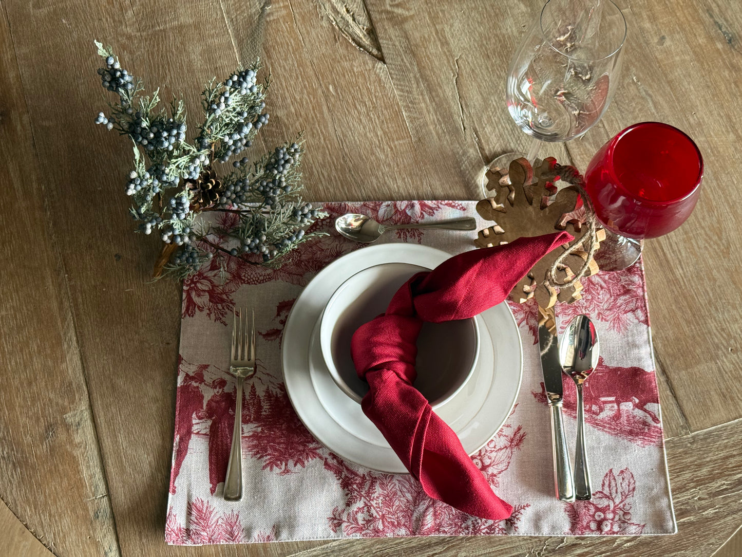 Individual Toile de Jouy Navideño